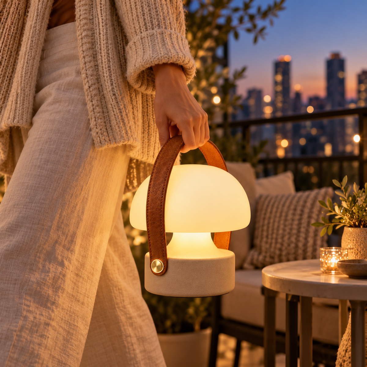 Portable Mushroom Glow Lamp – Warm Ambient Table Lamp with Carry Handle