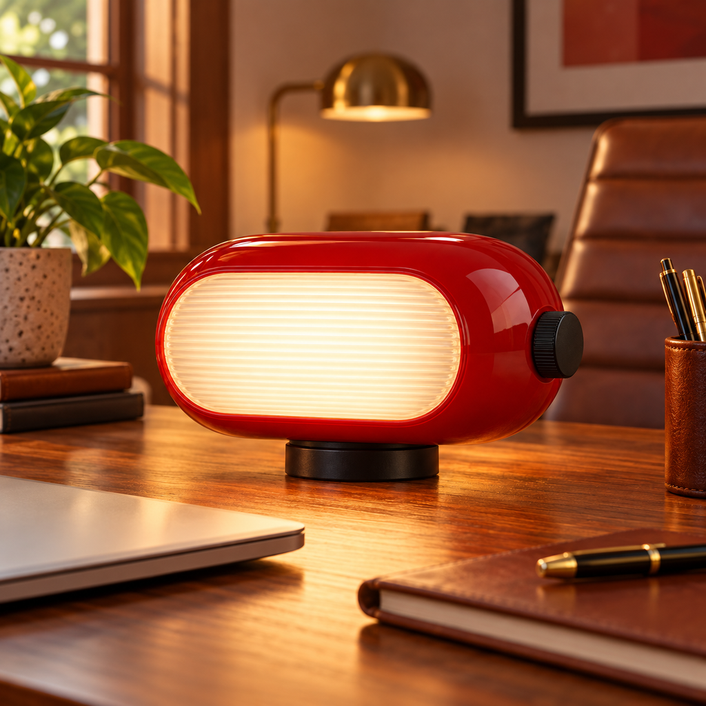 Retro Capsule LED Desk Lamp – Adjustable Warm Light for Home & Office