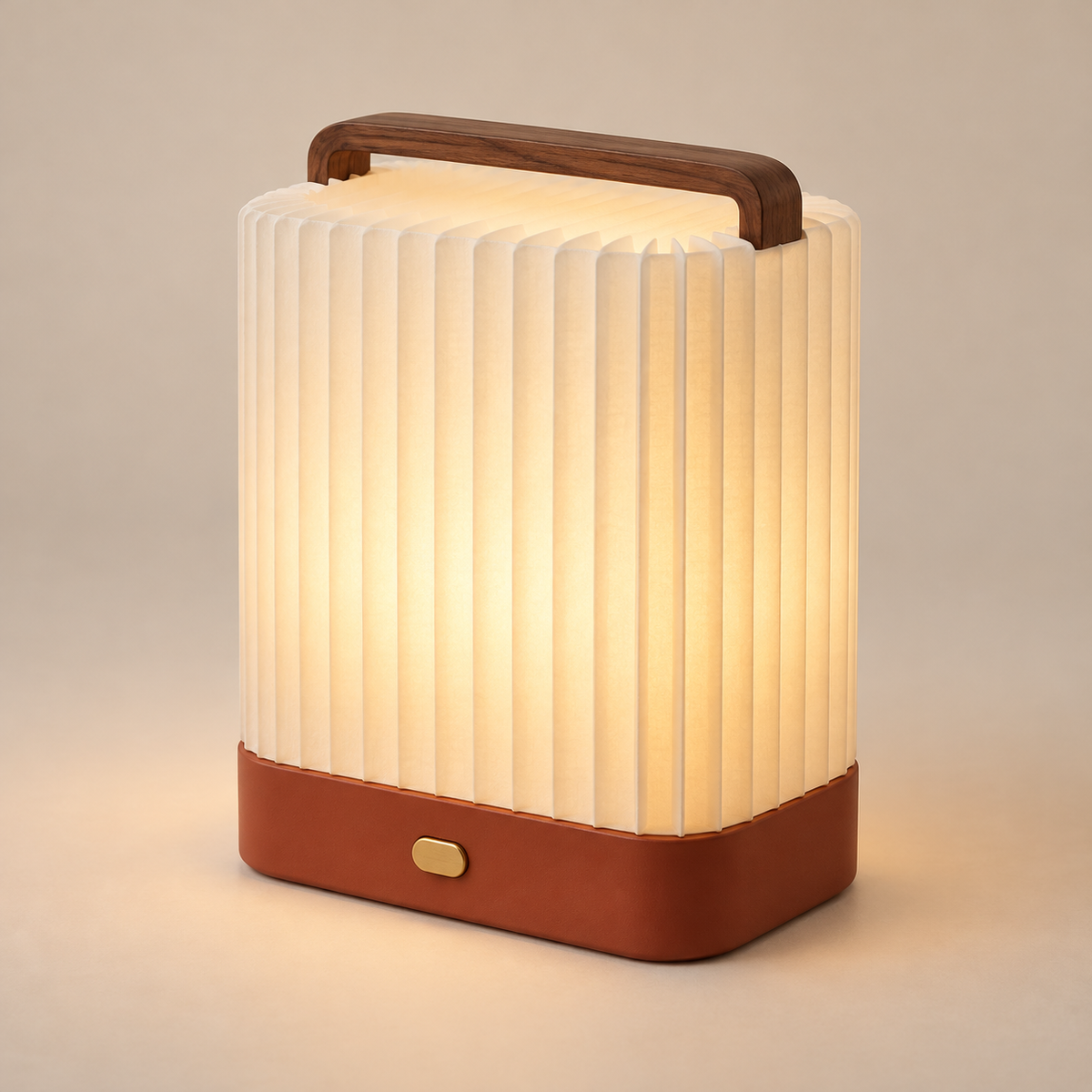 Portable Pleated Lantern Lamp – Warm Ambient Table Light with Wooden Handle