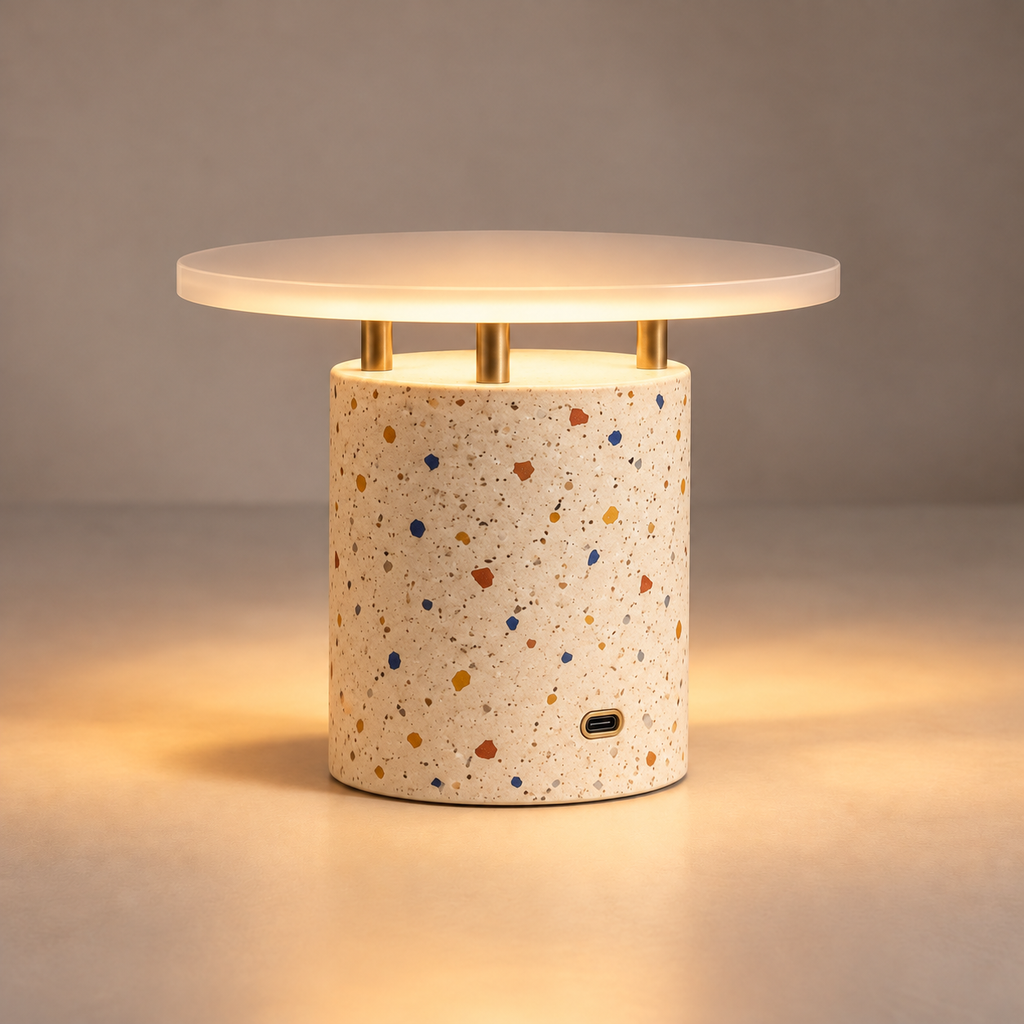 Terrazzo Halo LED Table Lamp – Rechargeable Warm Ambient Light
