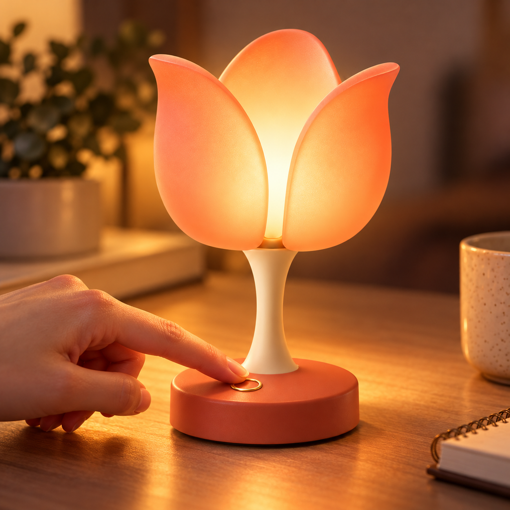 Blooming Tulip LED Lamp – Touch-Control Warm Ambient Desk Light