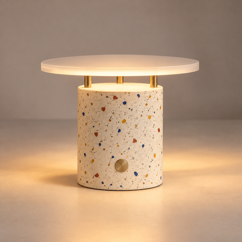 Terrazzo Halo LED Table Lamp – Rechargeable Warm Ambient Light