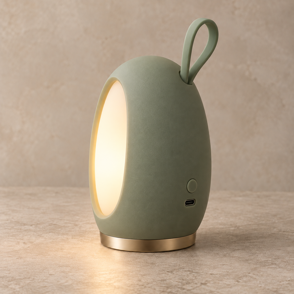 Portable Egg-Shaped LED Desk Lamp – Soft Warm Reading Light with Carry Loop