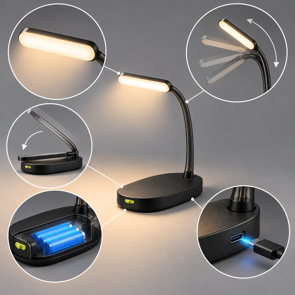 Modern Arc LED Desk Lamp – Focused Warm Light for Reading & Work