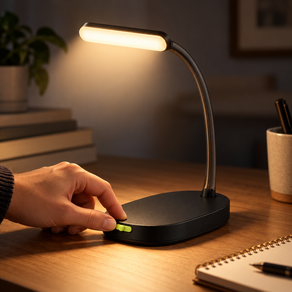 Modern Arc LED Desk Lamp – Focused Warm Light for Reading & Work