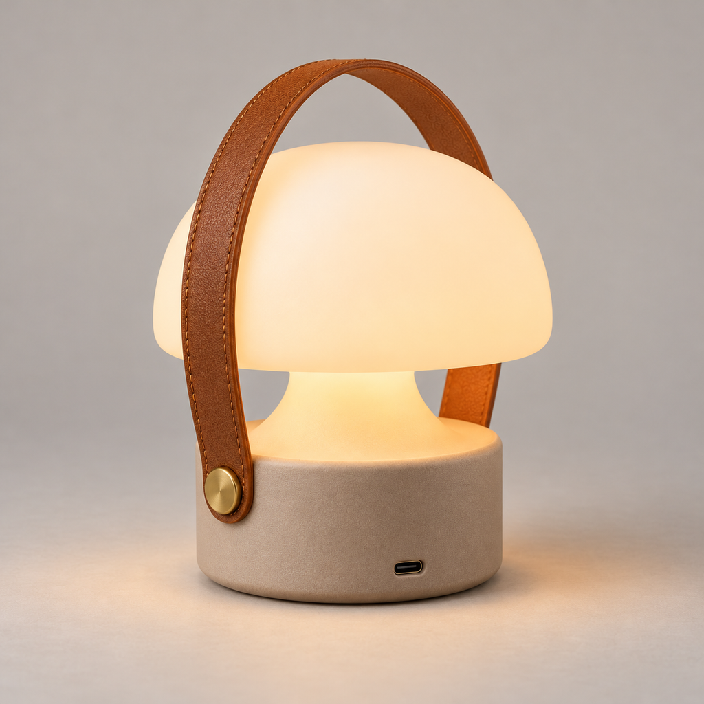 Portable Mushroom Glow Lamp – Warm Ambient Table Lamp with Carry Handle