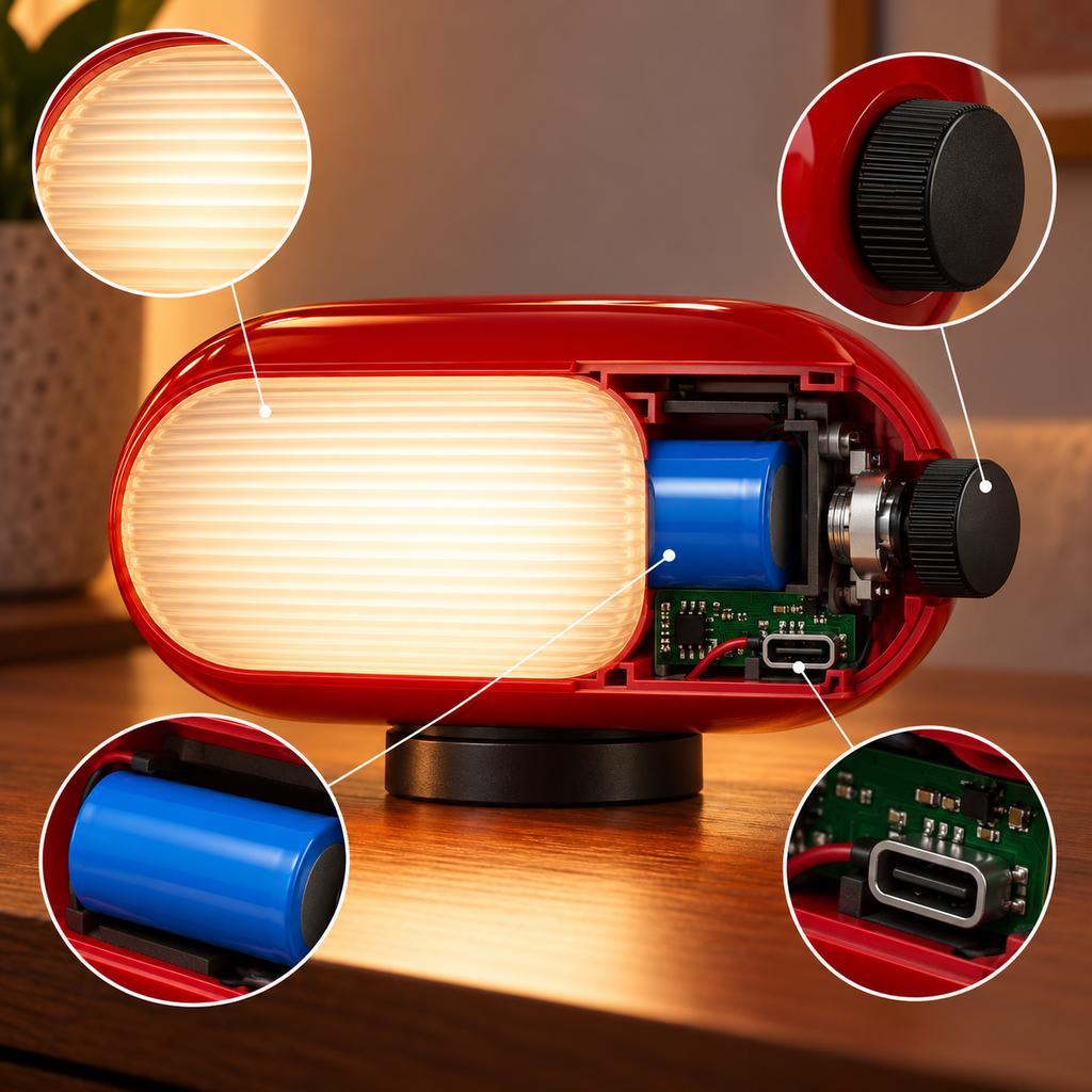 Retro Capsule LED Desk Lamp – Adjustable Warm Light for Home & Office