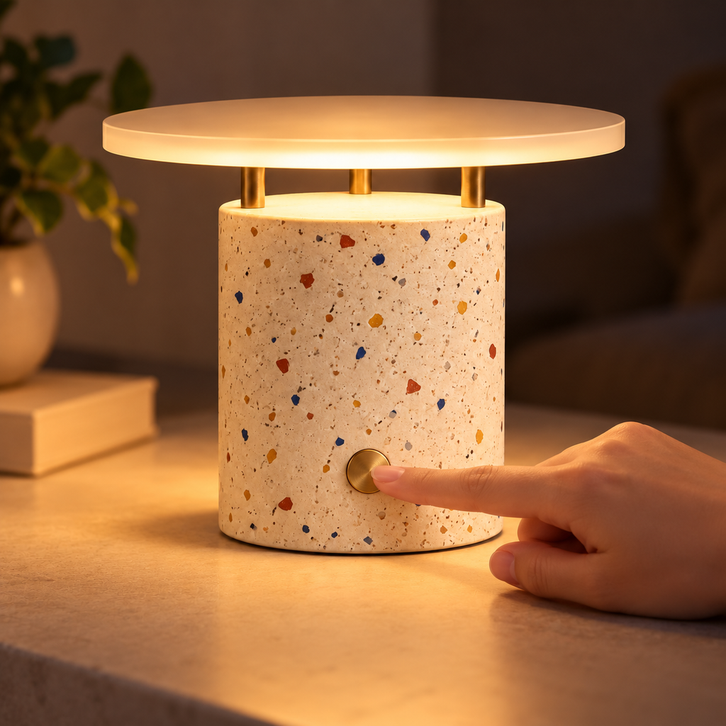 Terrazzo Halo LED Table Lamp – Rechargeable Warm Ambient Light