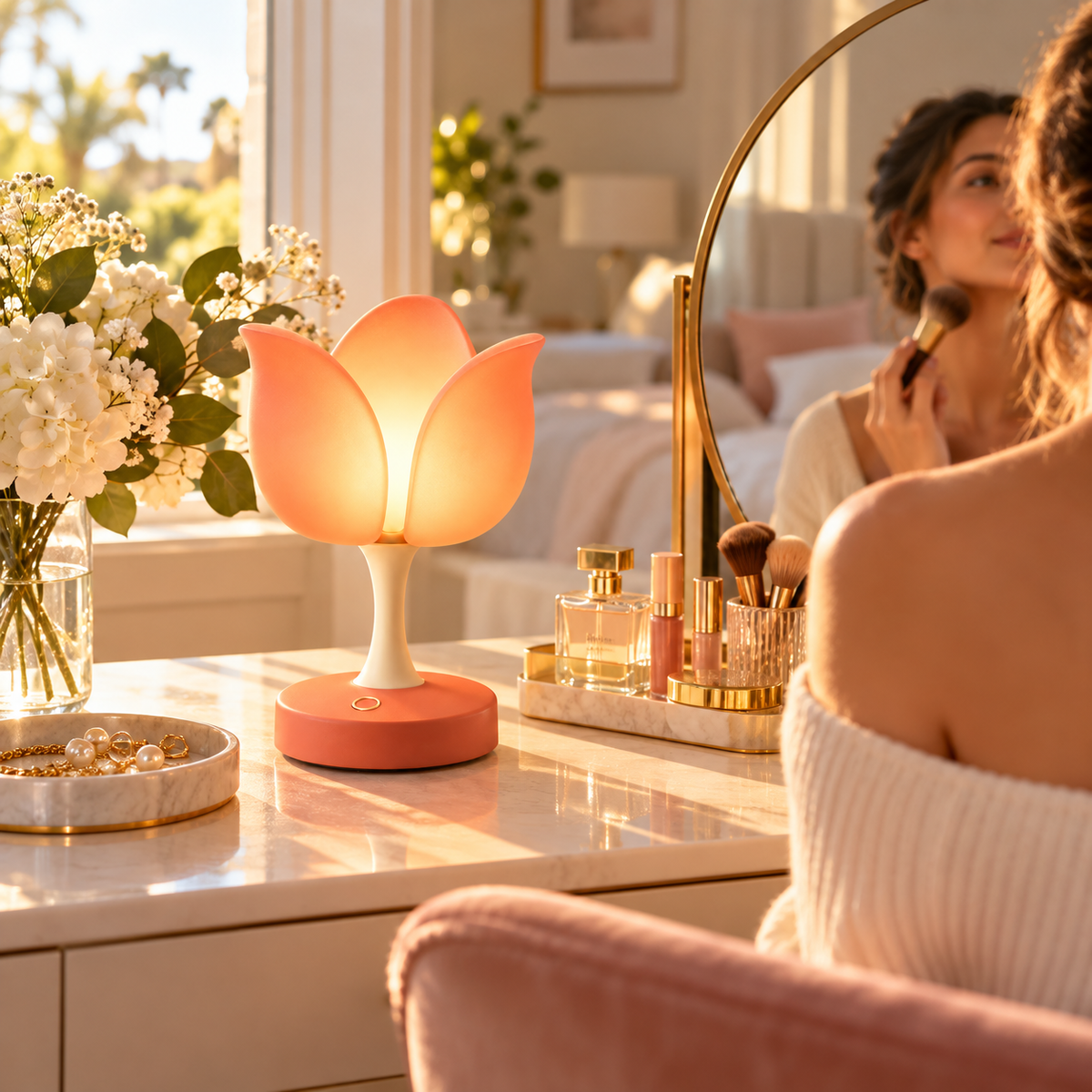 Blooming Tulip LED Lamp – Touch-Control Warm Ambient Desk Light