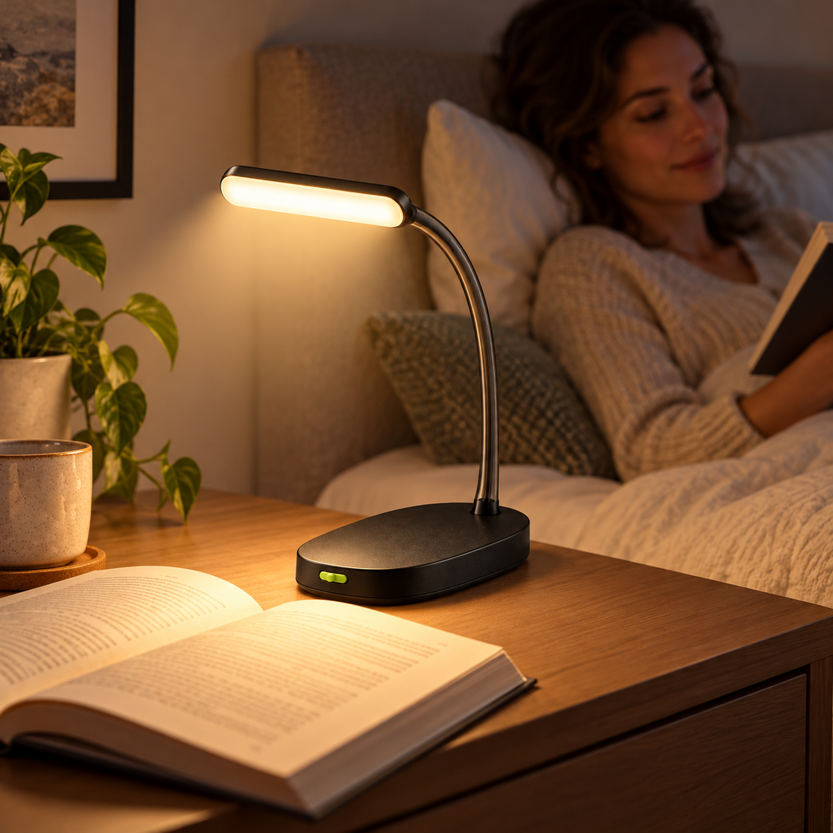 Modern Arc LED Desk Lamp – Focused Warm Light for Reading & Work